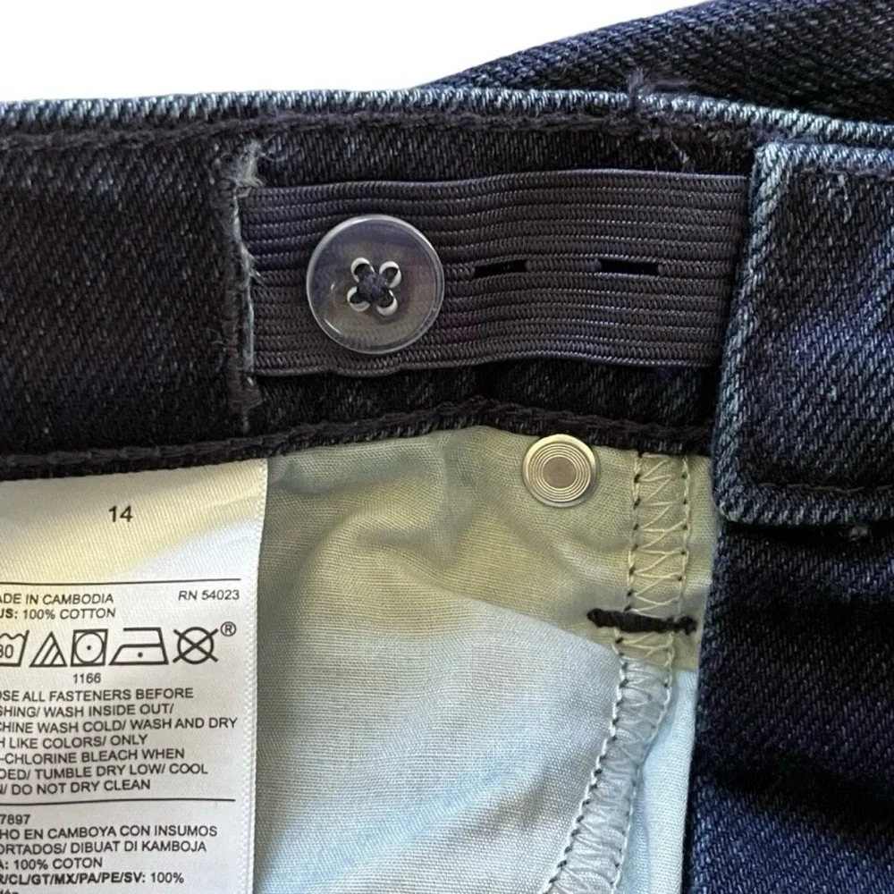 Old Navy Girls 14 OG Straight Jeans High Rise Dark Blue Adjustable Waist
